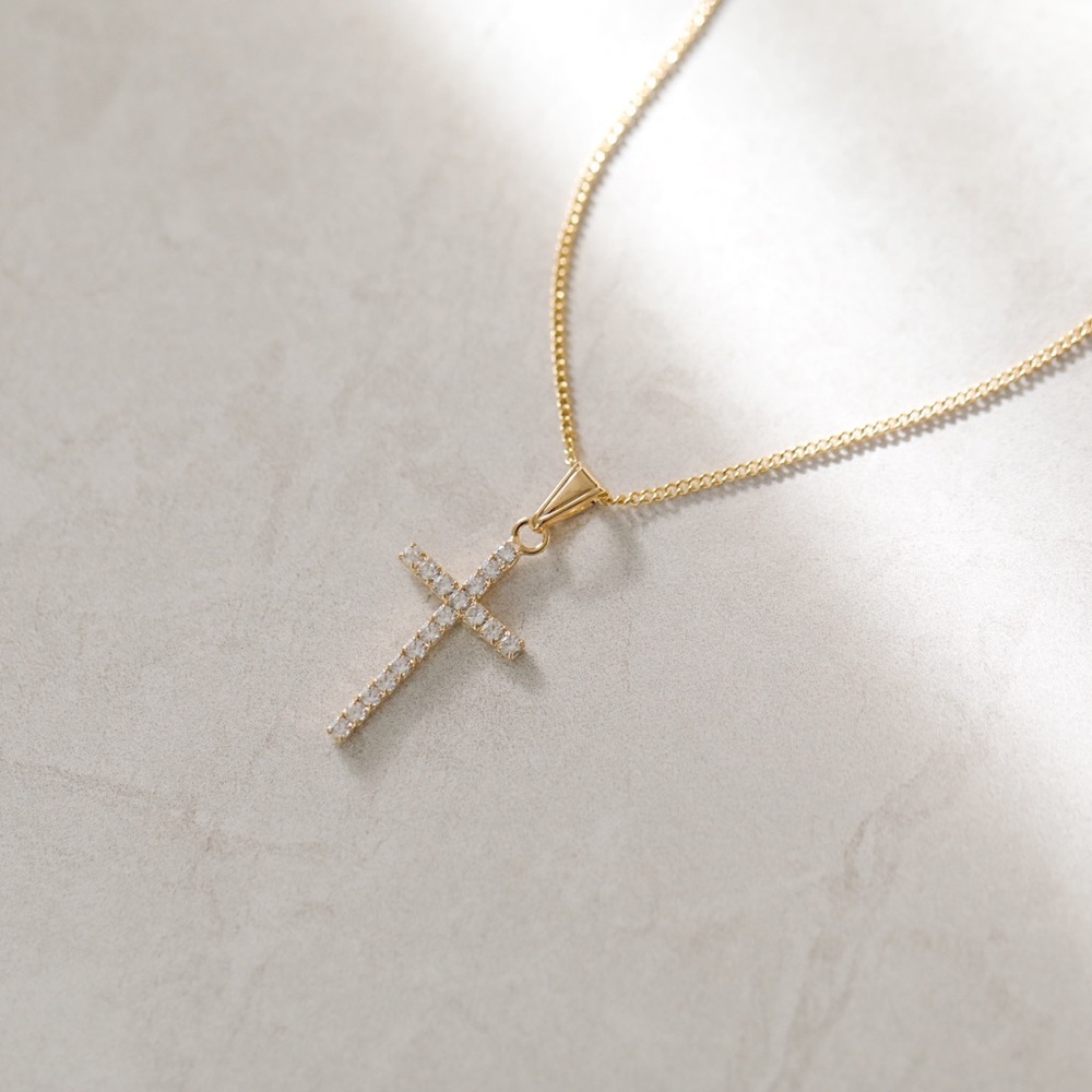 Crystal Cross Necklace | 18k Gold Filled - Picture 2 of 7